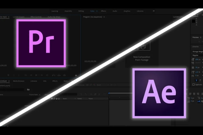 Khám Phá Adobe After Effects: Phần Mềm Thiết Kế Hàng Đầu Năm 2026 Adobe After Effects và Premiere Pro khác biệt thực tế