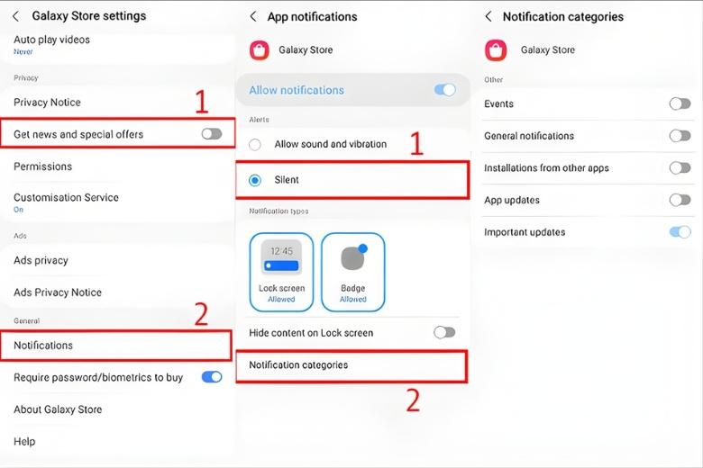 Tắt thông báo tiếp thị và ưu đãi từ Galaxy Store