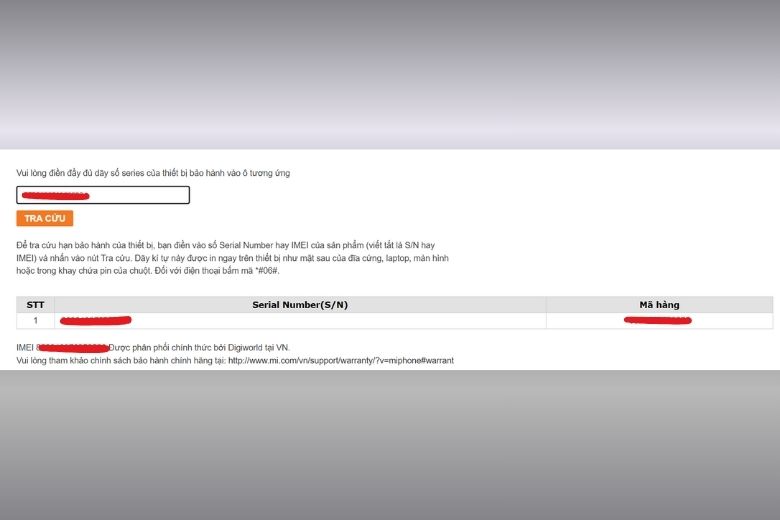 Hướng Dẫn Kiểm Tra IMEI Xiaomi & Check Bảo Hành Chính Xác 100% kết quả Bảo hành Xiaomi đối với sản phẩm chính hãng khi nhập IMEI