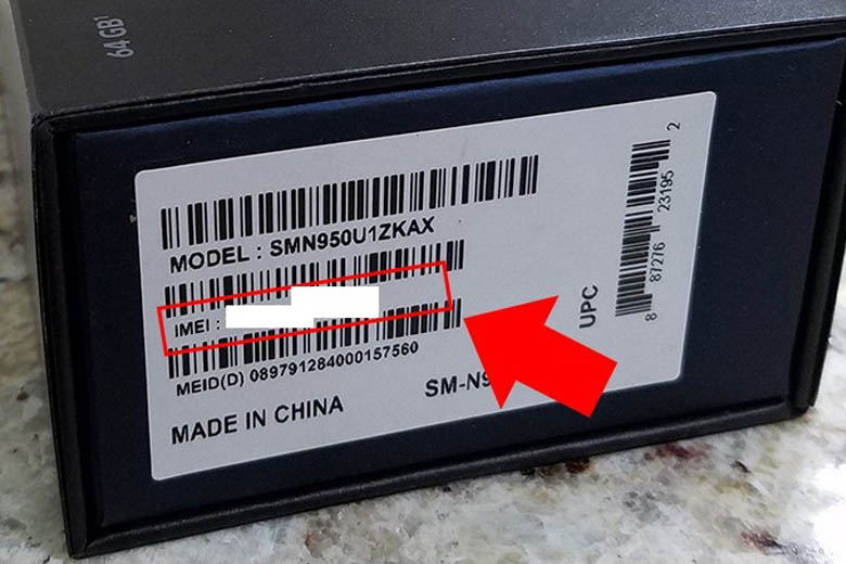 cách kiểm tra imei samsung trên hộp đựng