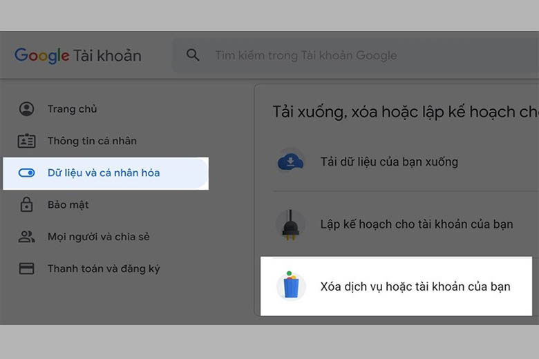 Cách xóa tài khoản Google trên máy tính