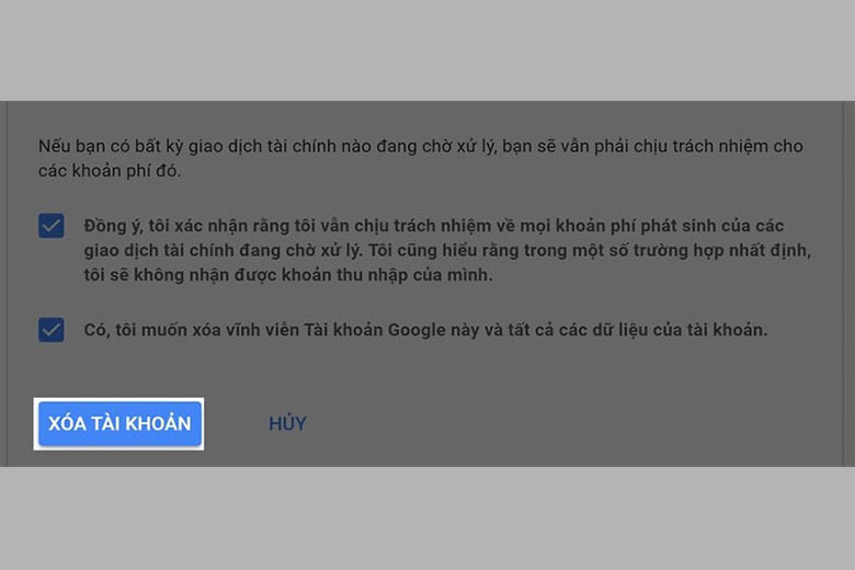 Cách xóa tài khoản Google trên máy tính