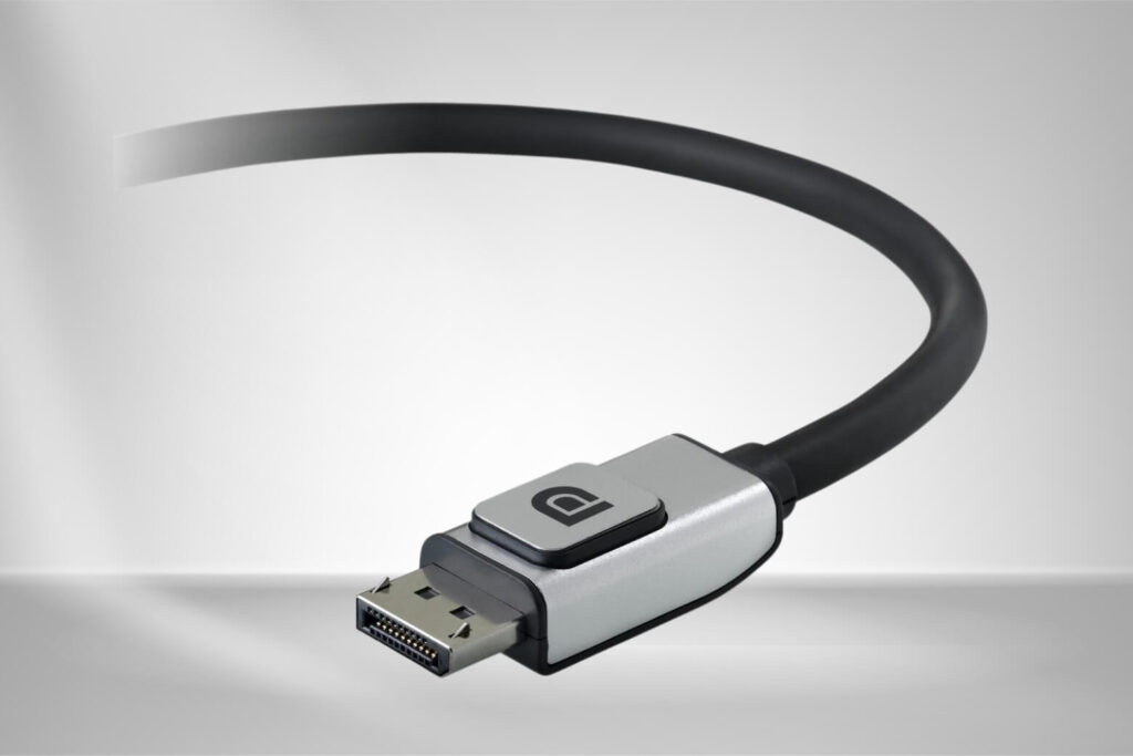 DisplayPort 2.1 hỗ trợ 16K 60Hz hoặc 3 màn hình 4K 144Hz từ một cổng, với cáp DP80LL ổn định tới 3 mét.