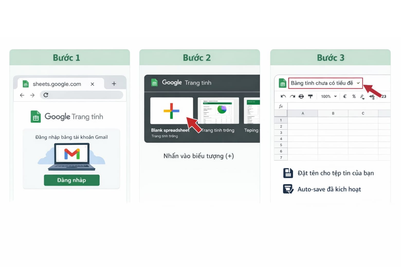 3 Bước khởi tạo bảng tính đầu tiên