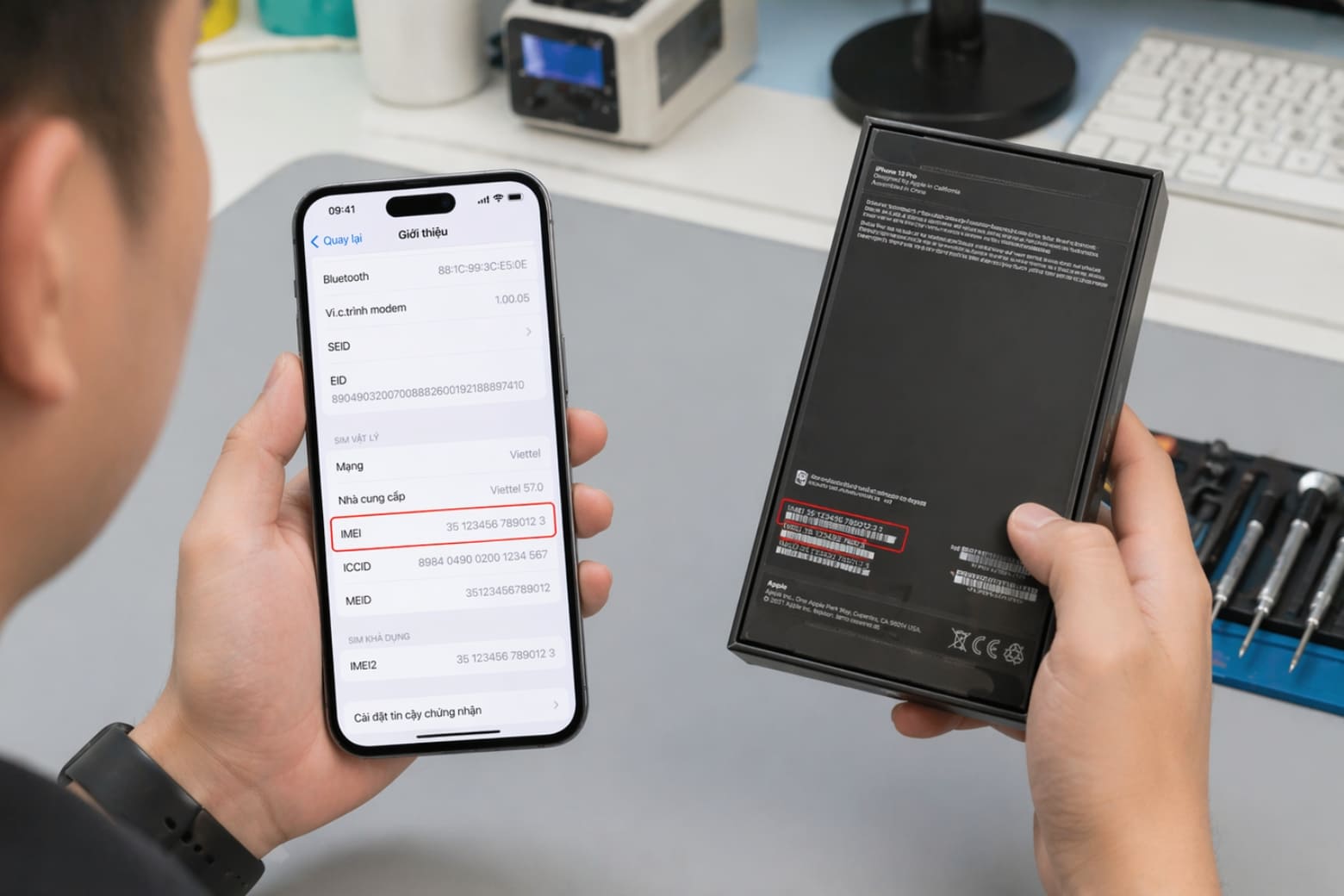 Phát hiện máy dựng, tráo vỏ (IMEI không trùng khớp)