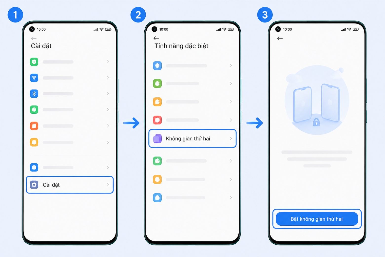 Không gian thứ 2 Xiaomi bật trên miui
