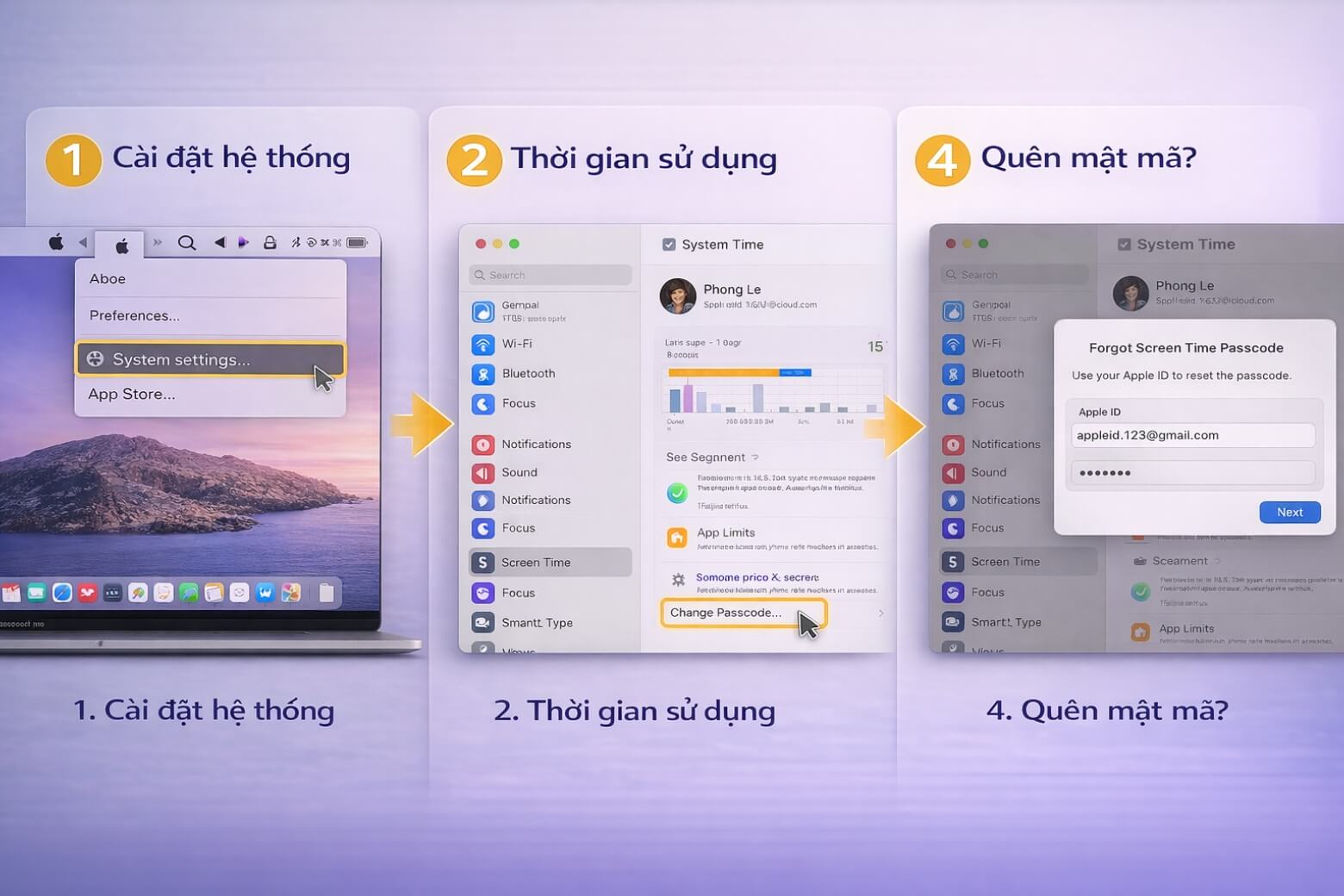 quên mật khẩu giới hạn đặt lại trên Mac