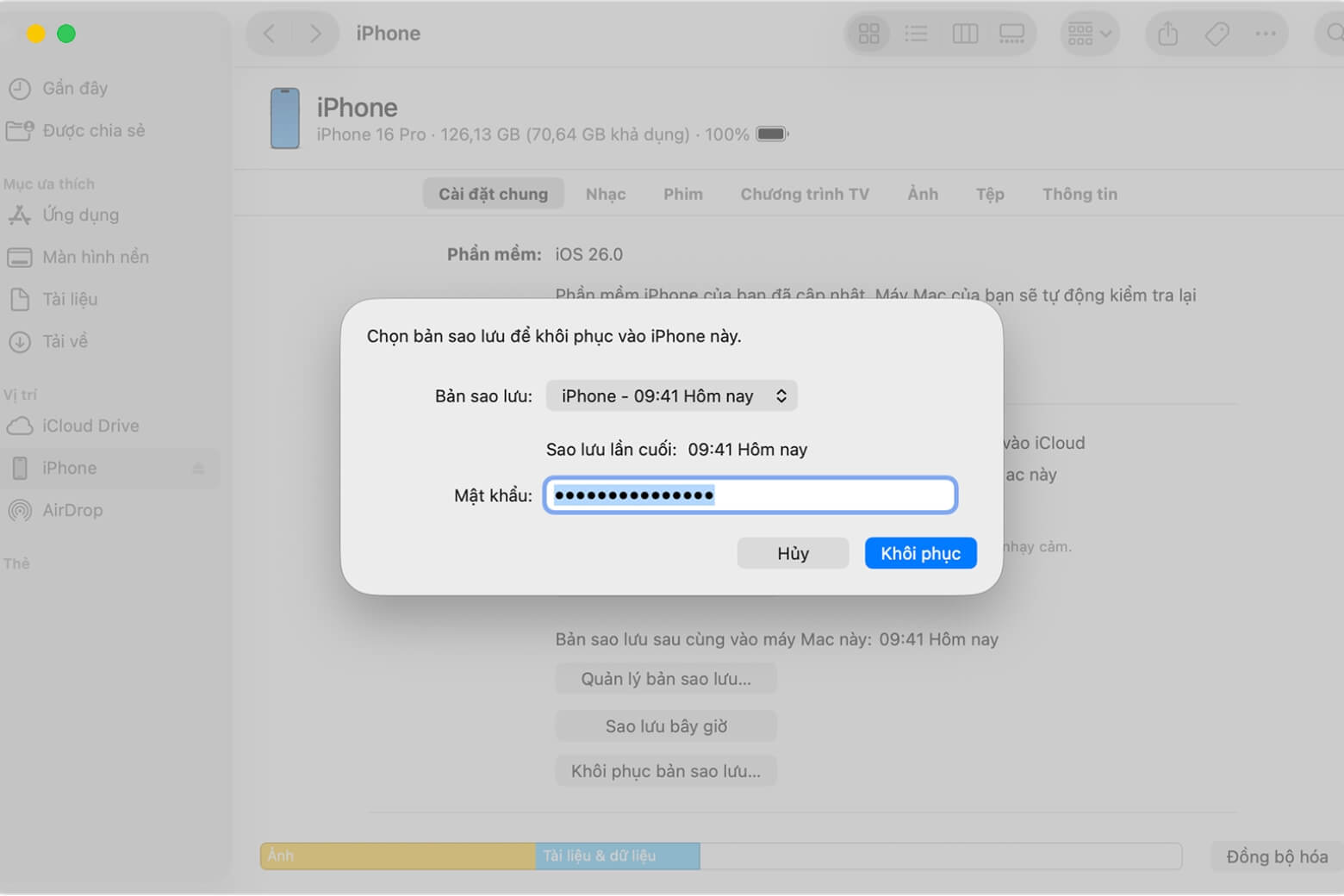 quên mật khẩu giới hạn lưu ý khi restore tránh lặp mã