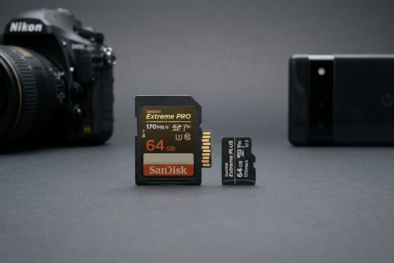 Kích thước vật lý của thẻ SD tiêu chuẩn so với thẻ MicroSD