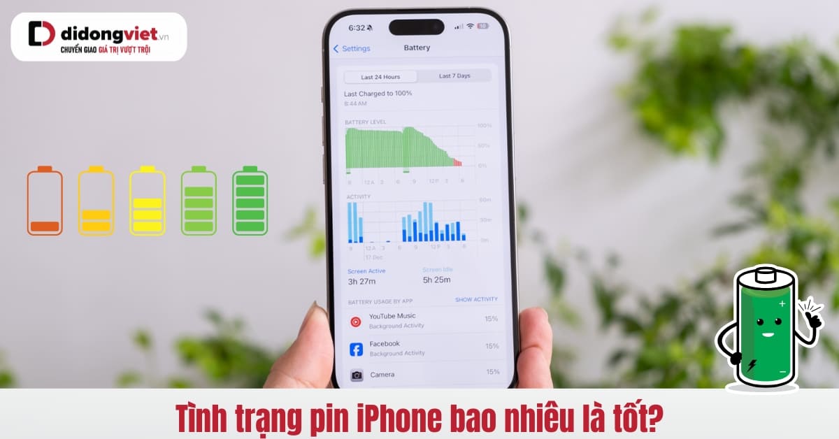 Tình trạng pin iPhone: Mức nào là lý tưởng và cách kiểm tra nhanh chóng